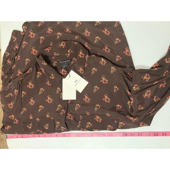 NWT Something Navy Woman's Top Brown Ganache Floral Long Sleeve Charnas Size 1 - Picture 11 of 12